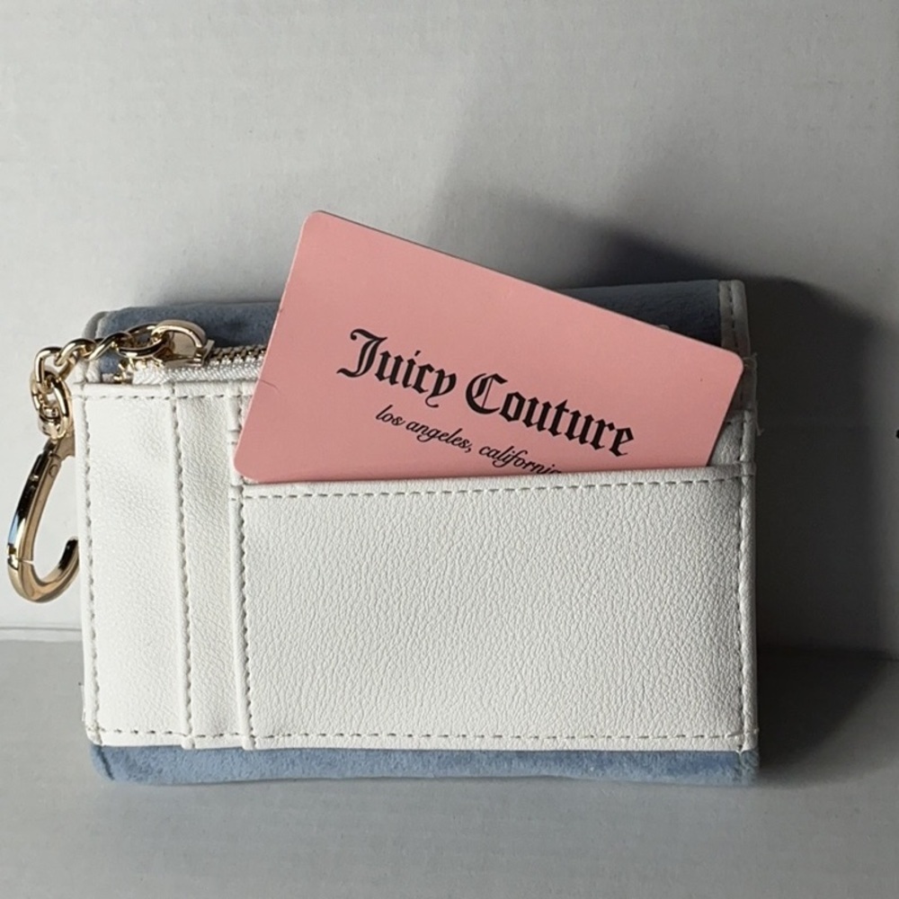 ★ Juicy Couture Royal Velour Wallet Blue Crown Rhinestone Y2K - Picture 7 of 8